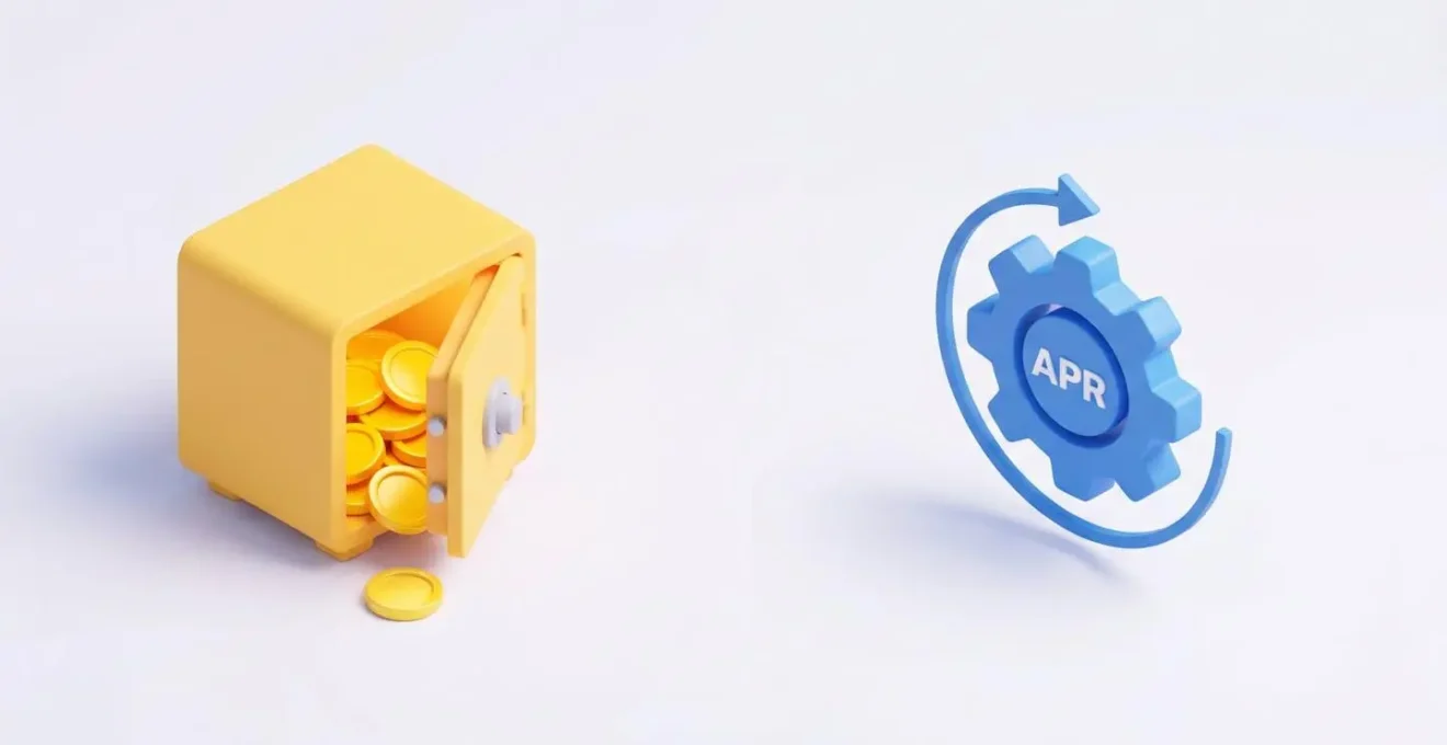 Illustration isométrique d'un coffre jaune ouvert avec pièces et d'un engrenage bleu étiqueté TAEG.