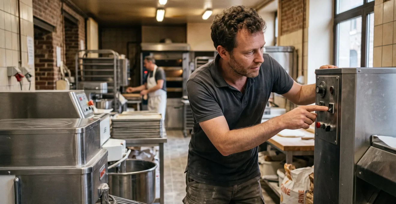 Chef d'entreprise évaluant un nouvel équipement professionnel dans son atelier